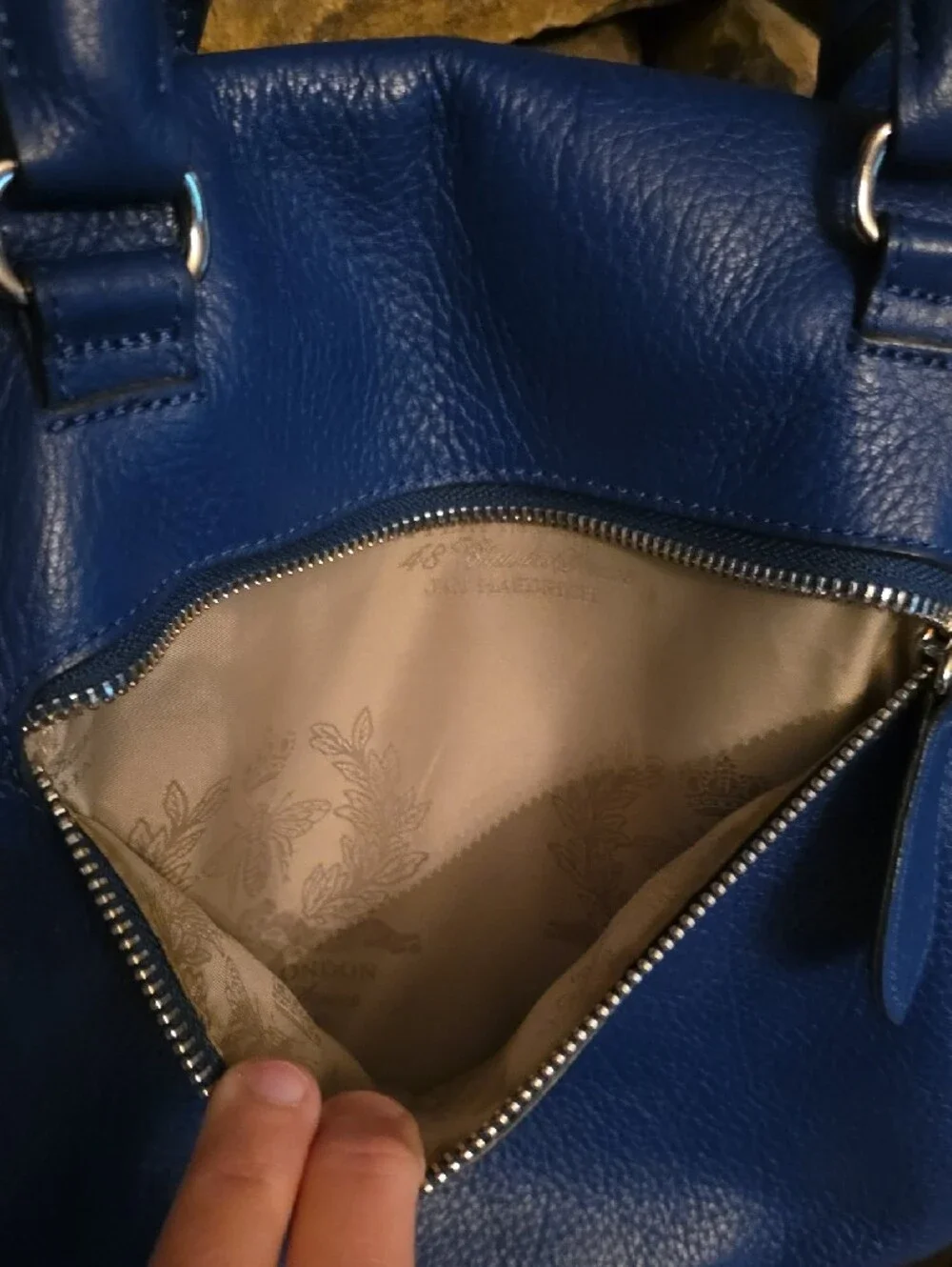 My Flat in London Cobalt Blue Pebbled Leather Tote